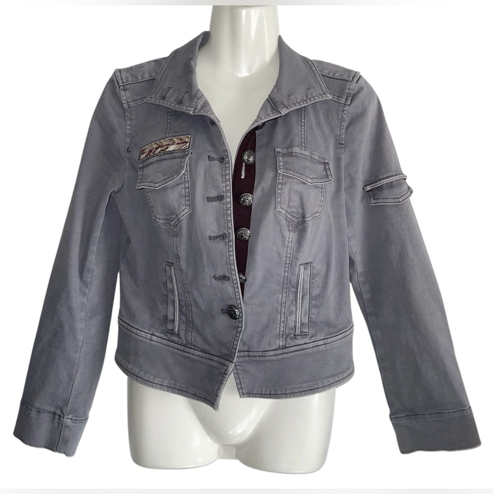 White House Black Market Gray Jean Jacket
